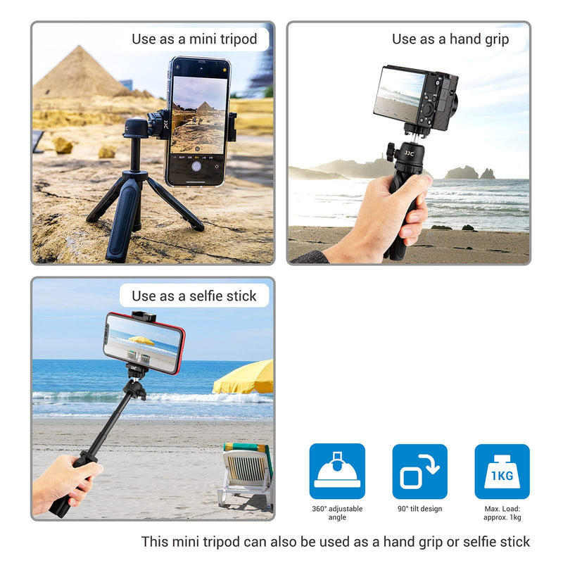 [AUSTRALIA] - JJC 3 in 1 Mount Adapter Kit Cell Phone Clip Clamp Mini Extension Pole Tripod Stand Action Camera Video Vlog Holder for GoPro Hero9 Hero8 7 6 iPhone Samsung Galaxy Sony ZV-E10 ZV-1 Extendable Mini Tripod & Gopro holder 