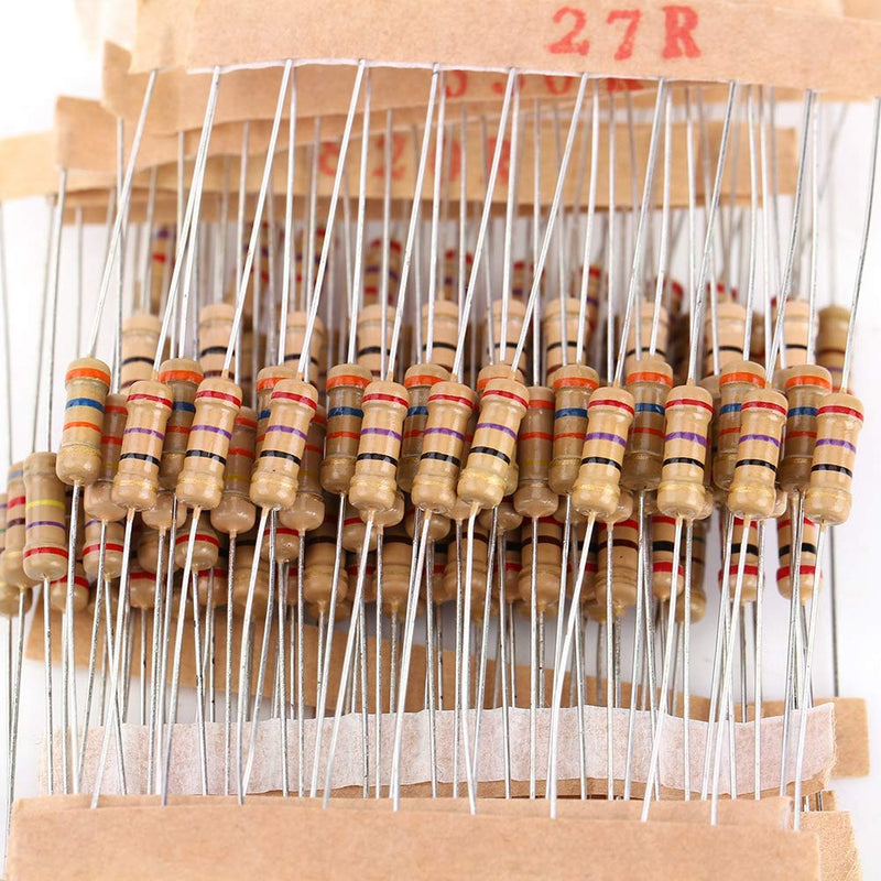 Resistor Kit, 1/2 Watt Resistors Kit, Resistors Assortment kit, 1000pcs 100 Values Carbon Film Resistor Assortment Kit 1-10M ohm