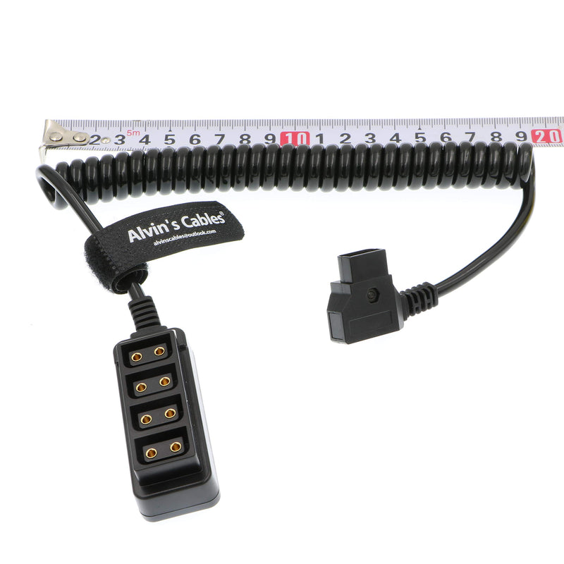 Alvin's Cables D-tap Male to 4 Port D-Tap Female Coiled Splitter Cable for Anton Bauer V-Mount Battery Coiled Cable 1