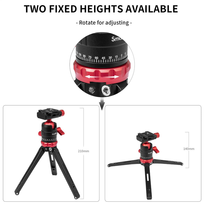 SmallRig Tripod for iPhone Desktop Mini Tripod - Aluminum Alloy 20 inches/ 50 cm with 360 Degree Ball Head, 1/4 inch Quick Shoe Plate for Vlogging DSLR Camera Video, Load up to 11 pounds 3033