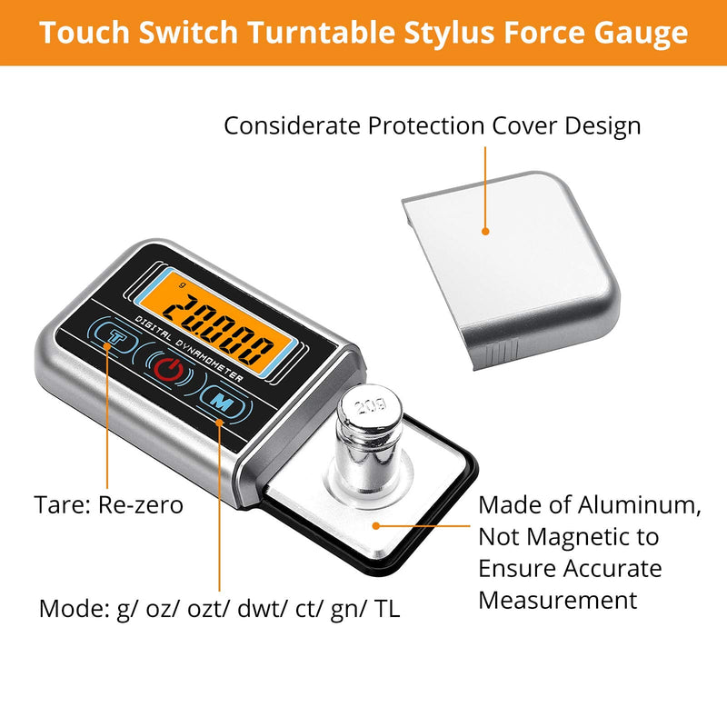Neoteck 0.005g/100g Professional Turntable Stylus Force Gauge Scale with Backlight LCD for Tonearm Phono Cartridge, Nonmagnetic and High Precision