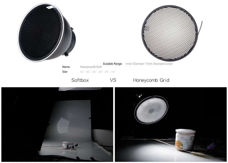 [AUSTRALIA] - Godox Standard Reflector 7"/ 18cm Diffuser with 20/40/60 Degree Honeycomb Grid for Bowens Mount Studio Light Strobe Flash 