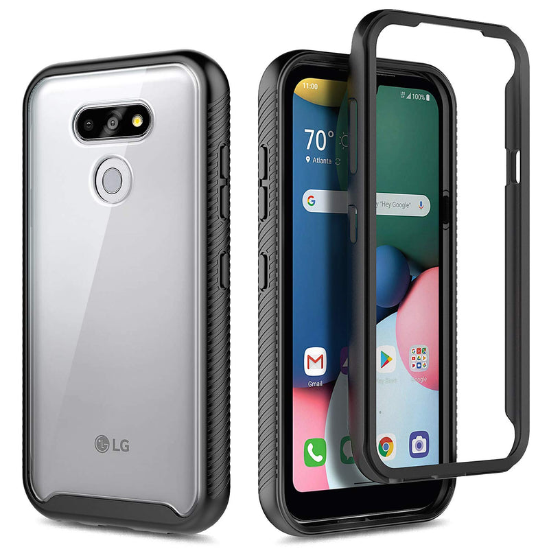 E-Began Case for LG Phoenix 5 with [Built-in Screen Protector], Full-Body Protective Bumper Durable Case for LG Aristo 5/K31/K31 Rebel L355DL/Tribute Monarch/LG K8X/Fortune 3/Risio 4 -Black Black