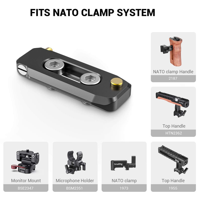 SMALLRIG Universal Low-Profile Quick Release NATO Rail Safety Rail 50mm/2inches Long with 1/4'' Screws for NATO Handle Camera Cage EVF Mount – BUN2468 50 mm
