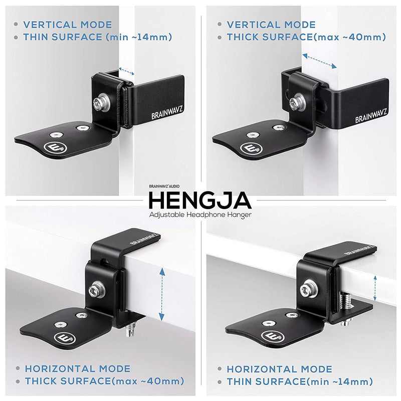 Brainwavz Hengja - The Desk Headphone Hanger Stand Mount, All Metal, Headset Holder