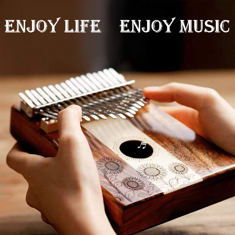 Hymnoun 17 Keys Kalimba Thumb Piano with Maple and Acacia,Portable Mbira Finger Piano Gifts for Kids and Adults Beginners(Sunflower)
