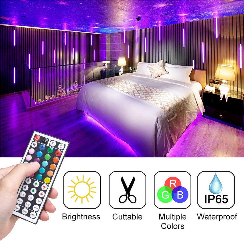 [AUSTRALIA] - LED Strip Lights, HengBo 16.4ft 5m Waterproof RGB Color Changing Rope Lighting, SMD 5050 Flexible Tape Lights with 44 Key IR Remote Controller Power Supply for Bedroom, Kitchen 150leds 