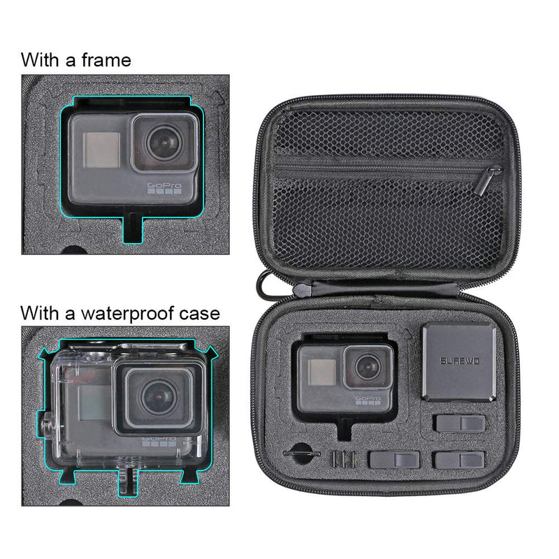 Small Carrying Case Protective Storage Bag Compatible with GoPro Hero 10/9/8/7/(2018)/6/5 Black,Session 5/4,Hero 3+,DJI Action Camera and More- Perfect for Travel and Storage Small