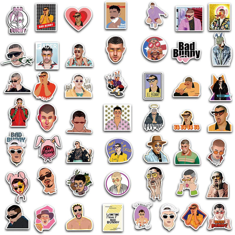 Bad Bunny Stickers,180 Pcs Larger Vinyl Waterproof Stickers for Laptop,Bumper,Water Bottles,Computer,Phone,Hard hat,Car Stickers and Decals,Bad Bunny Stickers for Hydro