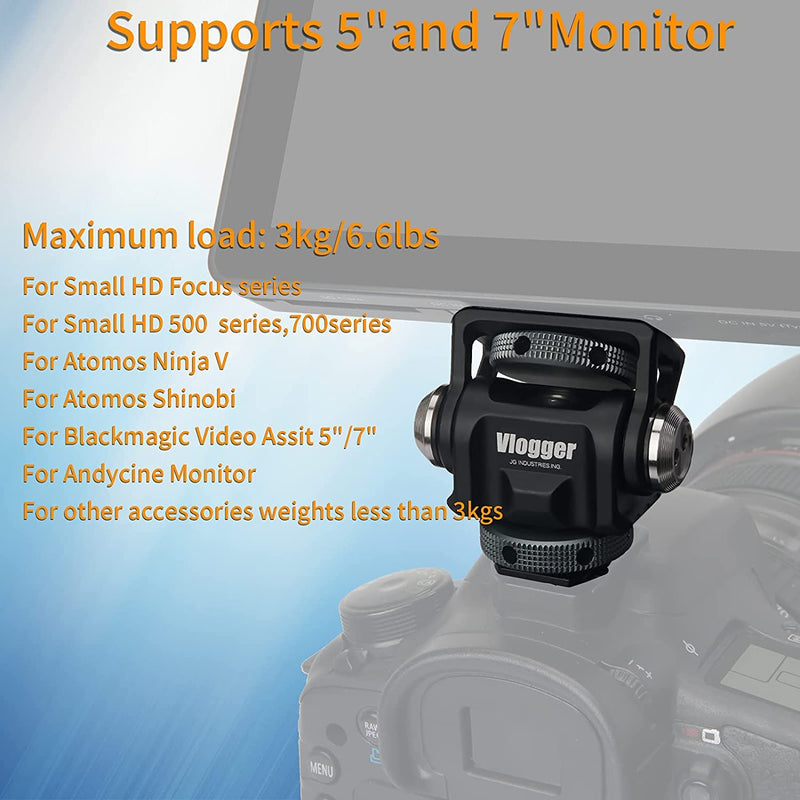 ANDYCINE Field Monitor Holder with Cold Shoe and Bounce Locating Pin for 5inch and 7inch Monitor Tilt 180 Degree Swivel 360 Degree 6.6lbs Load Weight