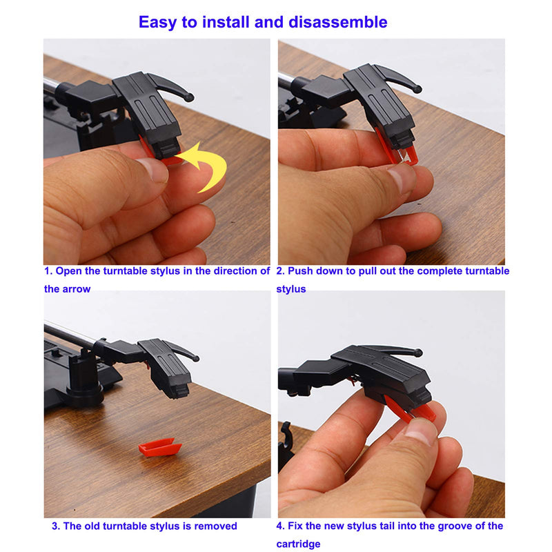 [AUSTRALIA] - Mudimu Stylus for Record Player Including 3pcs Universal Turntable Replacement Stylus Needles With 1pcs Tin Box for Turntable Record Player Lp Phonograph 