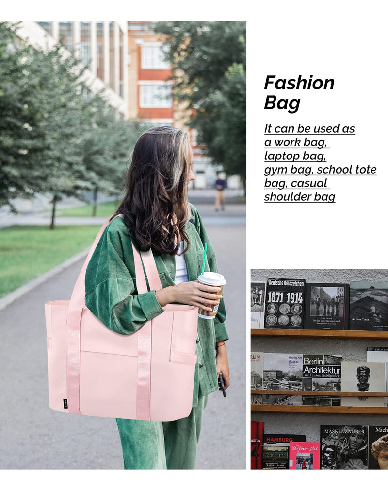[AUSTRALIA] - Prite Tote Bag for Women Weekender Bag with Laptop Compartment for Work Nurse School Travel Gym Pink 