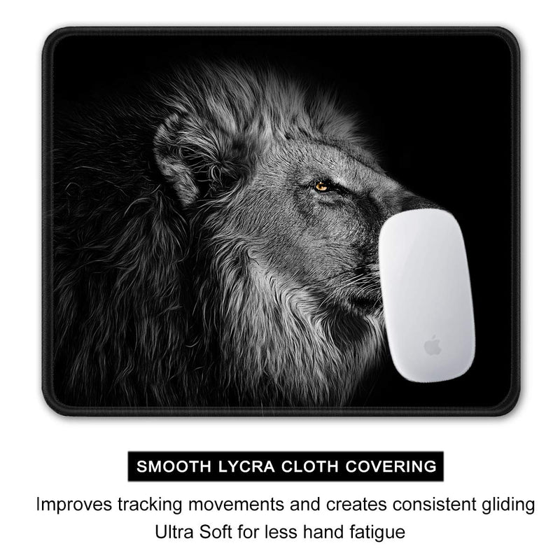 Auhoahsil Mouse Pad, Square Animal Theme Anti-Slip Rubber Mousepad with Durable Stitched Edge for Gaming Office Laptop Computer Men Women Kids, Cute Custom Pattern,9.8 x 7.9 in, Majestic Lion Design Square - 10.2 x 8.7 Inch
