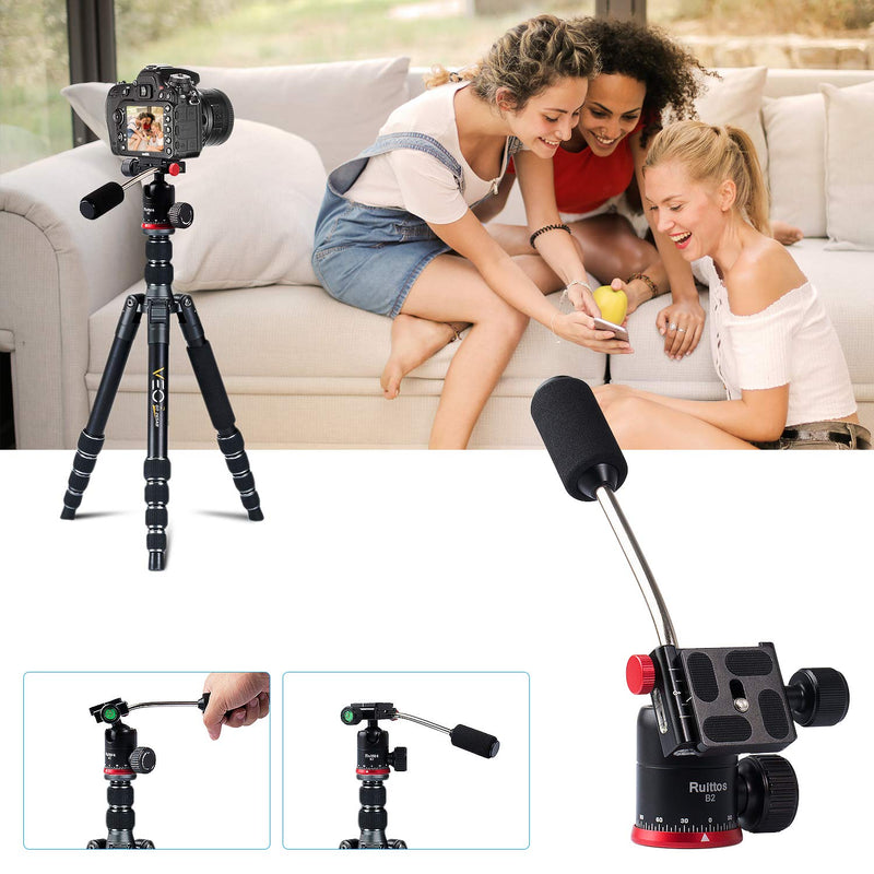 Tripod Ball Head, Ruittos Pan Head Camera Mount with Quick Release Shoe Plate and Handle, 360 Panoramic Ballhead for DSLR/SLR Camera Smart Phone B2