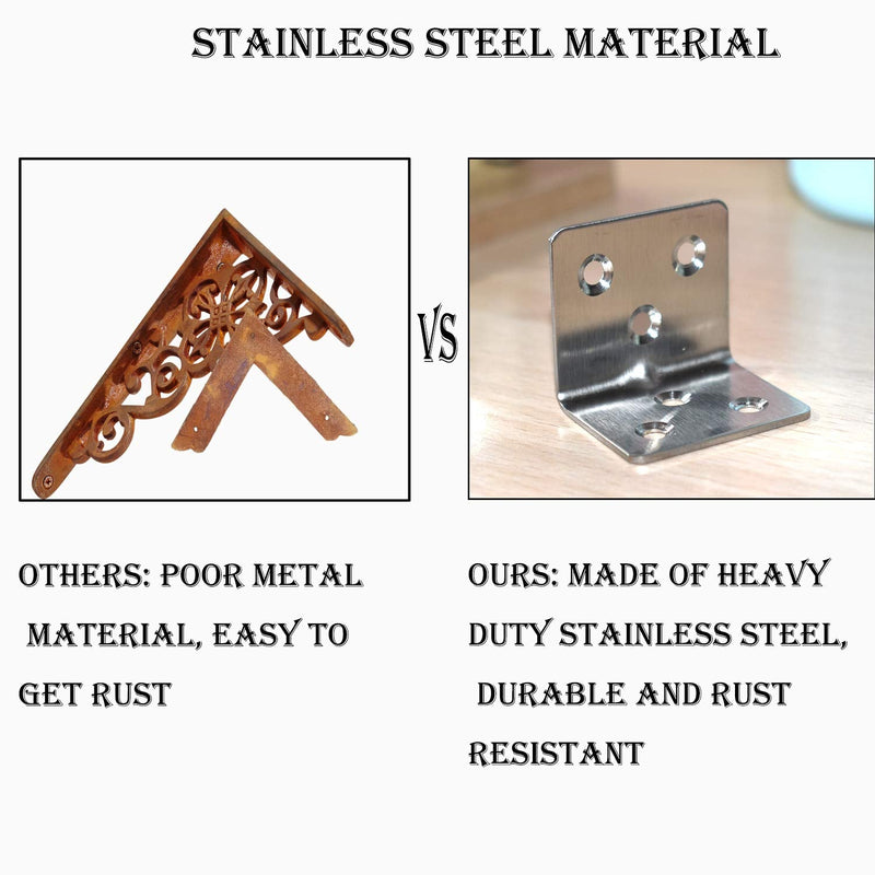 20Pcs Stainless Steel Corner Brace, 1.2” x 1.2” x 1.5” Small Angle Bracket for Wood, Heavy Duty 90 Degree L Shape Corner Bracket, Right Angle Bracket for Wood Cabinets Furniture