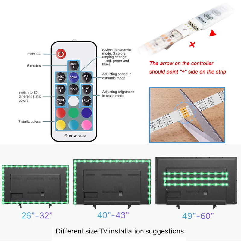 [AUSTRALIA] - WOTECH LED Strip Lights USB, 6.6ft(2m) RGB LED Strip Lights Kit SMD 5050 TV Backlights, Color Changing Tape Lights for TV Desk Room Halloween Thanksgiving Xmas Party … White Pcb 