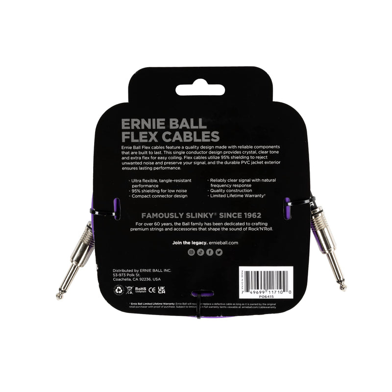 [AUSTRALIA] - Ernie Ball Flex Instrument Cable Straight/Straight 10ft - Purple 10 feet 