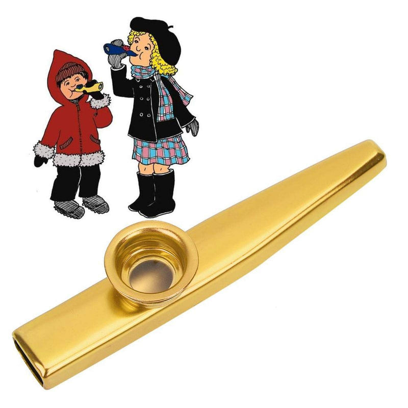 Aluminum Alloy Mouth Kazoo Flute Instrument Accessory Toy for Kids Accessory (Gold) Gold