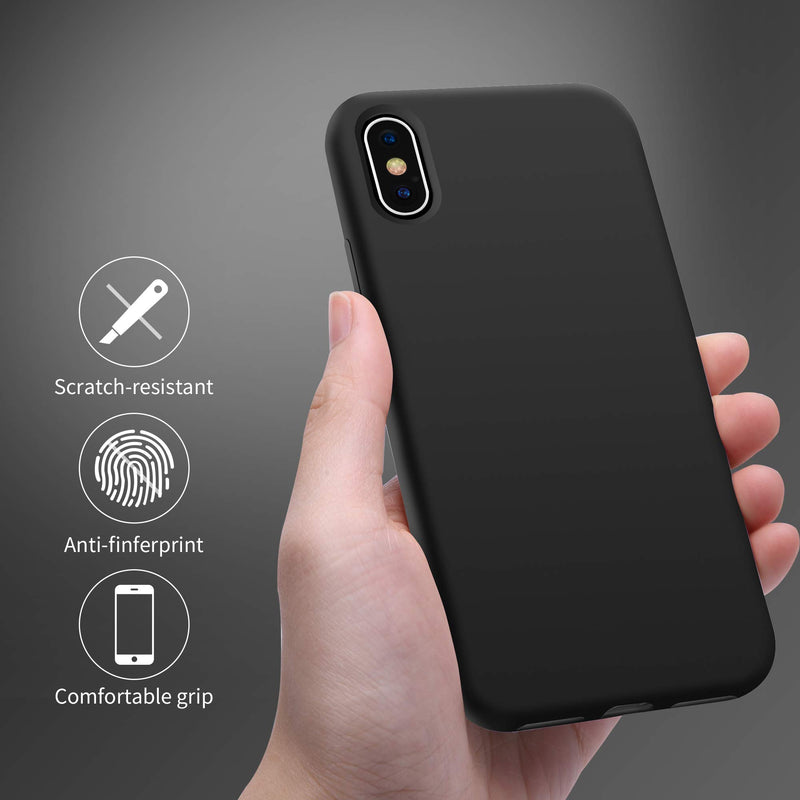 for iPhone X Case, OTOFLY [Silky and Soft Touch Series] Premium Soft Silicone Rubber Full-Body Protective Bumper Case Compatible with Apple iPhone X(ONLY) - Black