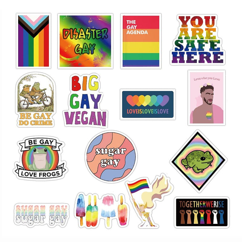 Gay Pride Stickers,50 PCS Gay Love Stickers,Rainbow Stripe Stickers for LGBT,Bright Technicolor Vinyl Waterproof Stickers for Laptop,Water Bottles,Luggage,Computer,Cellphone,Skateboard,Guitar,Flag Gay Stickers 50 Pcs-1