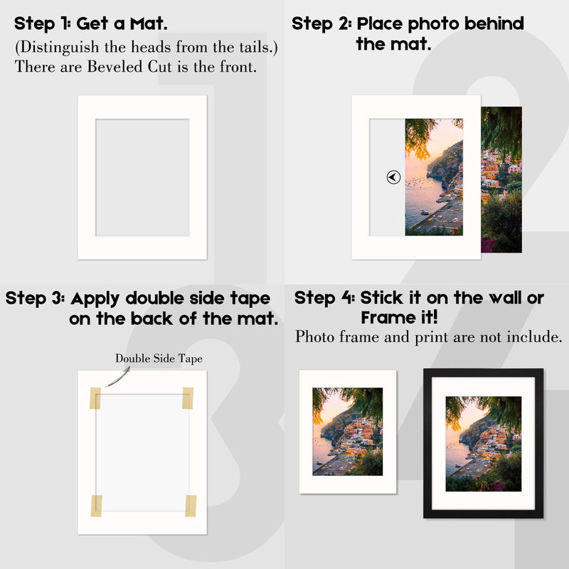 Golden State Art, Pack of 10, 11x14 for 8x10 Color Picture Photo Mat -White-core, Acid-Free - Great for Frames, Artwork, Prints, Pictures, Ivory Turret