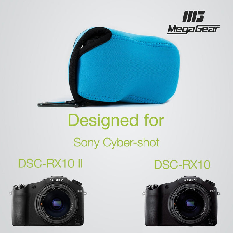 MegaGear ''Ultra Light'' Neoprene Camera Case Bag with Carabiner for Sony Cyber-shot DSC-RX10, Sony Cyber-shot DSC-RX10 II (Blue) Blue