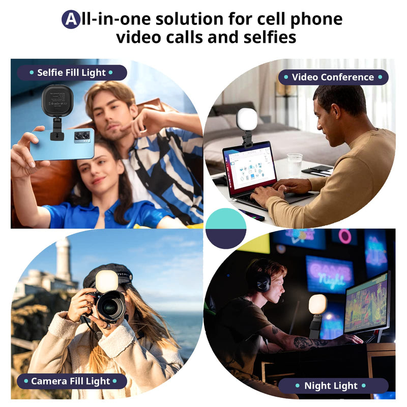 Sensyne Selfie Light, 60 LED Video Conference Lighting, Adjusted 3 Light Modes, Rechargeble Clip-on Fill Light Compatible with Cell Phone,iPad,Laptop for Live Streaming, Selfie, Vlog, Zoom Calls