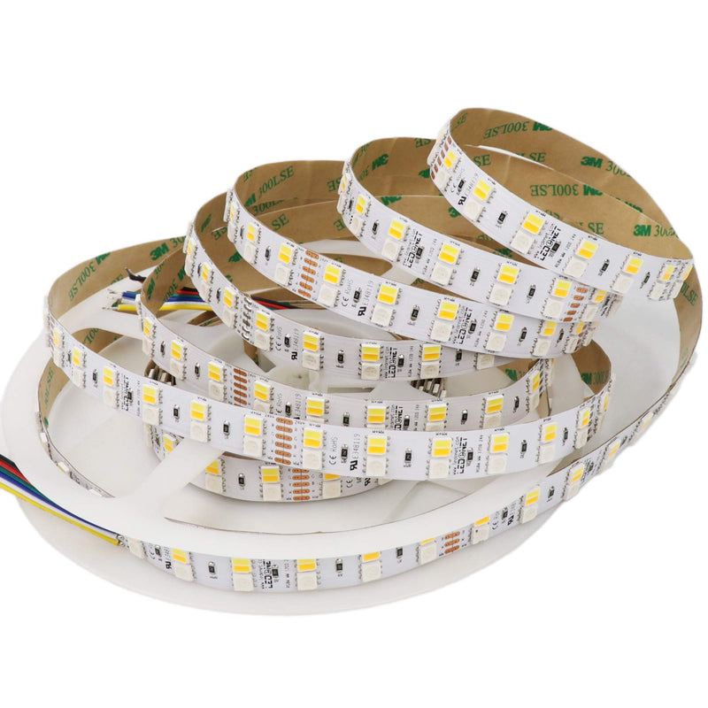 [AUSTRALIA] - LEDENET Double Row 24V RGBCCT Flexible LED Strip Lights 600LEDs/spool 5050 RGB CW WW Color Changing and Color Temperature Adjustable RGBW RGBWW LED Tape Lighting Non-Waterproof 16.4ft Long 