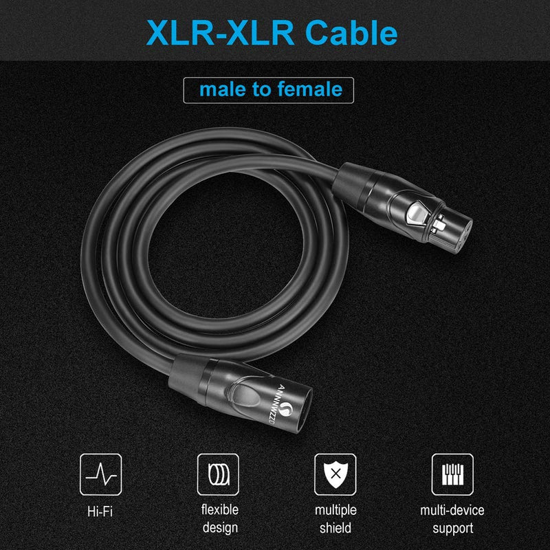 LinkinPerk XLR Cable，XLR Male to Female Microphone Extension Cable for Microphone, Amplifier, Mixing Desk or Speaker System (1M) 1M