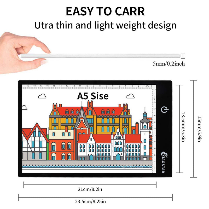 A5 Light Box Drawing Pad, Tracing Table with Brightness Adjustable for Artists, AnimationDrawing, Sketching, Animation, X-ray Viewing(A5-B) A5