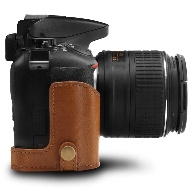 [AUSTRALIA] - Megagear MG1537 Nikon D3500 Ever Ready Leather Camera Case and Strap - Light Brown Compact 