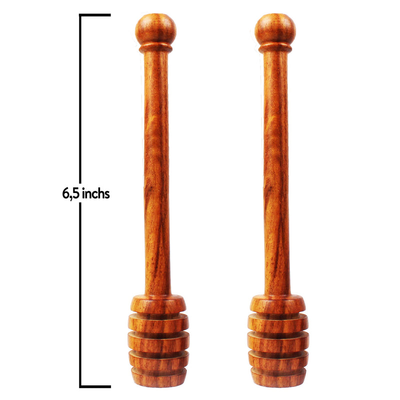 2 Pack Italian Olive Wood Honey Dipper Sticks – 6,5 Inch Wooden Syrup Dippers – Honeycomb Sticks Perfect for Drizzling Honey - Maple Syrup - Chocolate - Caramel - Honey Spoons
