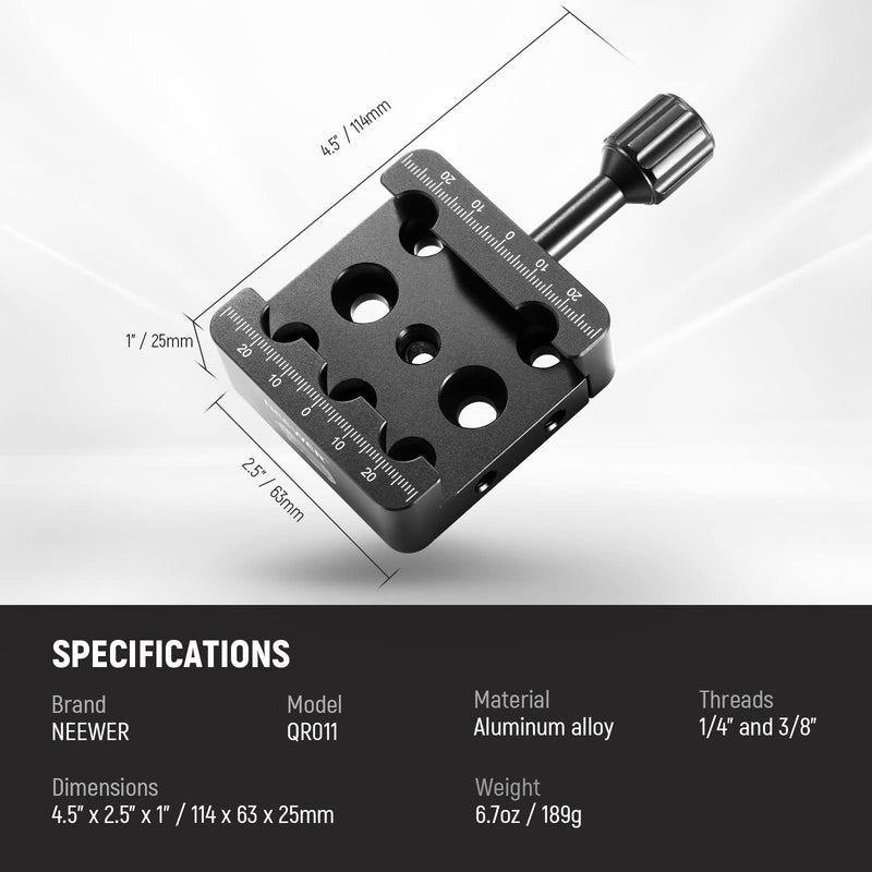 NEEWER Telescope Mount Tripod Adapter Base Saddle Clamp for Vixen Style Dovetail Bars, with M6 M8 Countersunk Bores for Astronomical Astronomy OTA Equatorial Head, Drop in Mounting Supported, QR011