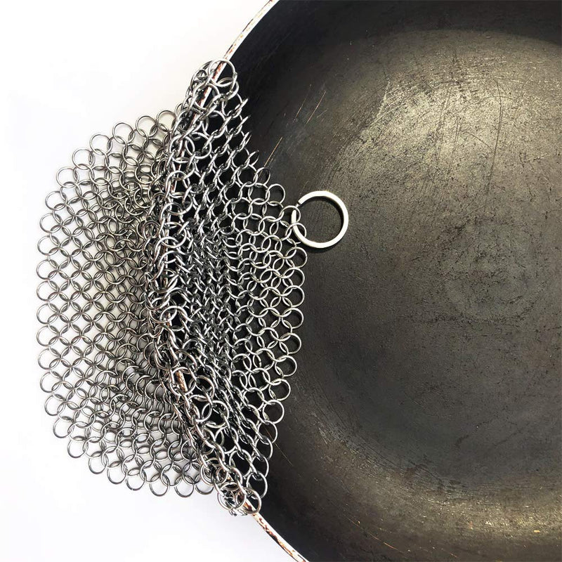 316 Premium Stainless Steel Cast Iron Cleaner, Chainmail Scrubber for Cast Iron Pan Pre-Seasoned Pan Dutch Ovens Waffle Iron Pans Scraper Cast Iron Grill Scraper Skillet Scraper HOVhomeDEVP (7 Inch) 7 Inch (Pack of 1)
