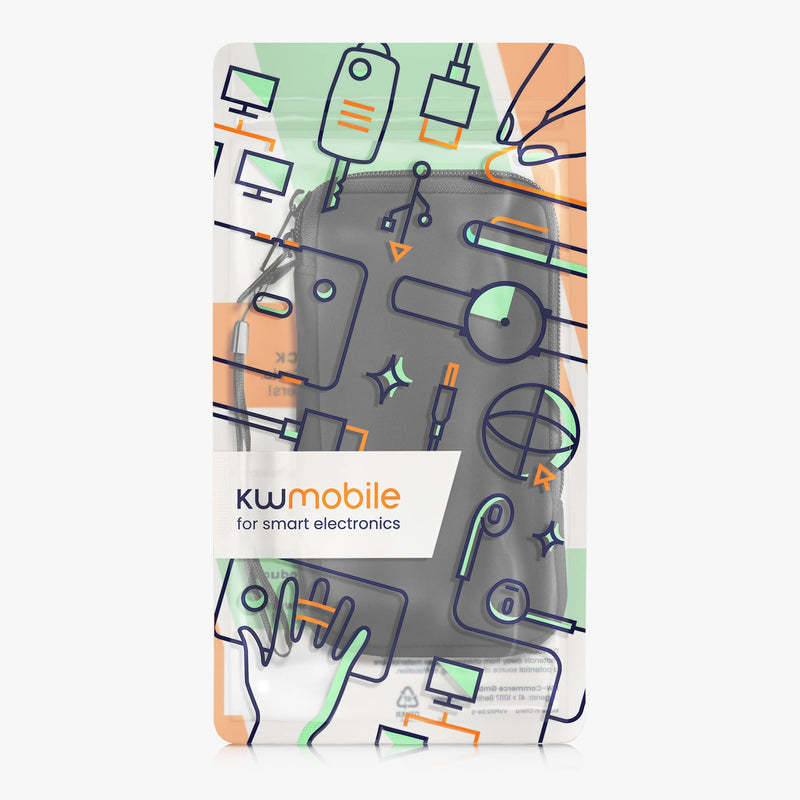 kwmobile Neoprene Phone Pouch Size XL - 6.7/6.8" - Universal Cell Sleeve Mobile Bag with Zipper, Wrist Strap - Black XL - 6,7/6,8"