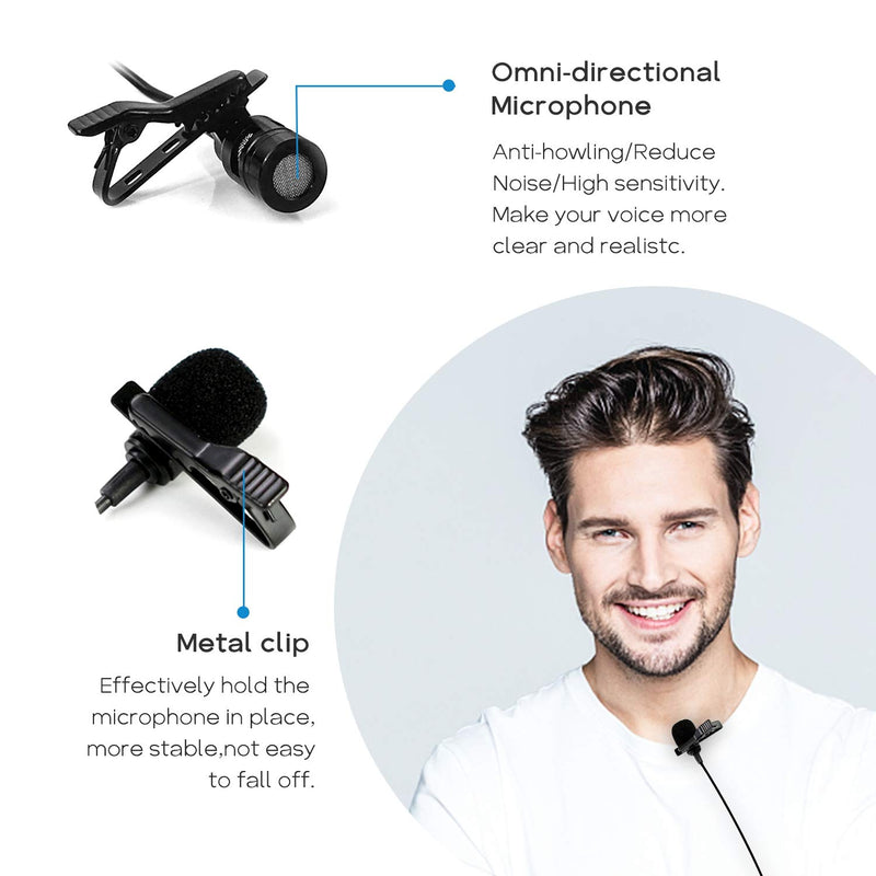 [AUSTRALIA] - UHF Wireless Lavalier Microphone,Dual Wireless Lapel Mic, 2 Wireless Mics & 1 Receiver, Professional Omnidirectional Recording Mic for iPhone,Android,Camera,PC,Ideal for YouTube,Interview,Live 
