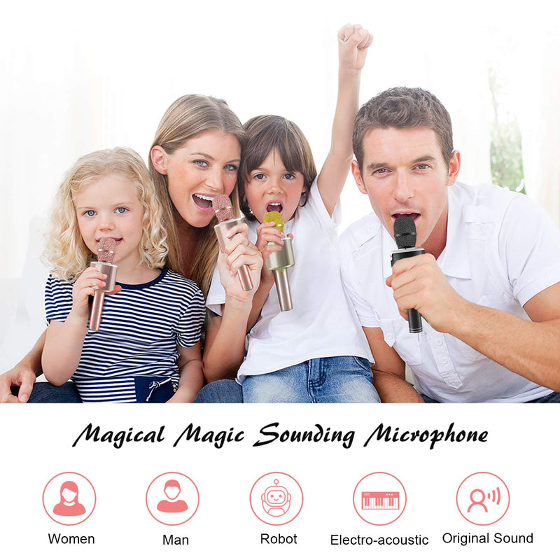 [AUSTRALIA] - Wireless Bluetooth Karaoke Microphone,Portable Handheld Karaoke Mic Speaker Machine for Kid Adult Girl Home Party Singing Birthday Gift compatible with Android/iPhone/PC or All Smartphone Qarfee Pink 