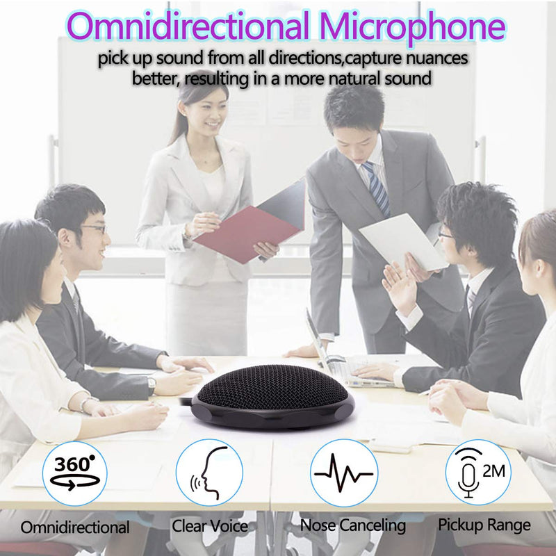 Conference USB Microphone for Meeting Business Computer PC, Laptop,Desktop,Mac & Macbook, Portable Table for Online Chatting, Calls, Meeting, Video Conference(Black)