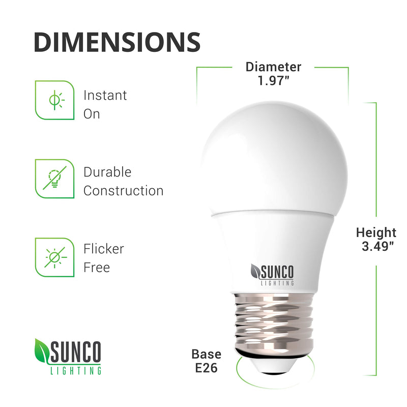 Sunco Lighting 2 Pack A15 LED Bulb, 8W=60W, 2700K Soft White, Dimmable, 800 LM, E26 Base, Refrigerator & Fan Light - UL, Energy Star