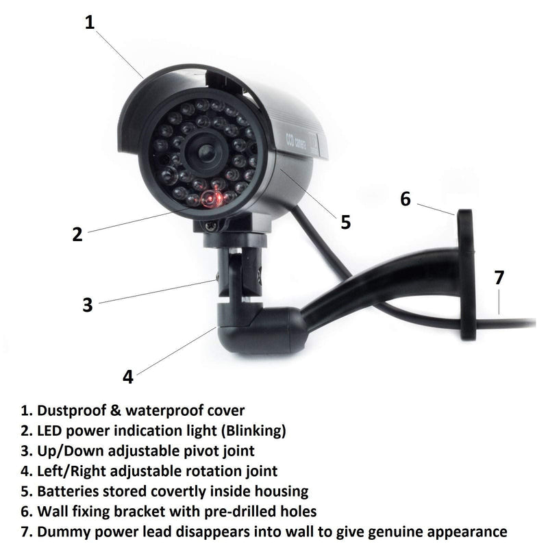 DigiCharge Dummy CCTV Camera Outdoor Indoor Fake Simulated CCTV Security Imitation Surveillance Cam Flashing LED (3PCS) 3 PCS