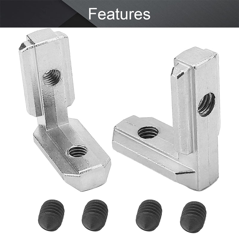 MroMax Internal Joint Bracket 1.46" x 1.22" (L x H), Internal Angle Connector 30 Series for Aluminum Extrusion Profiles, Silver 10 PCS (with Set Screw)