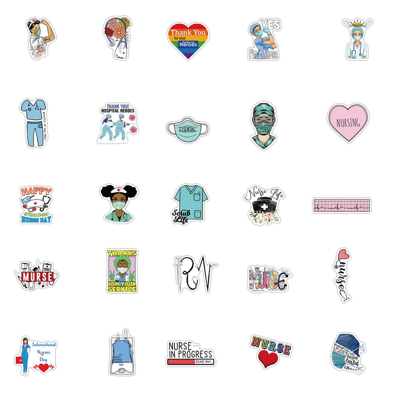 Nurses day Stickers White Angels Cartoon Stickers| 50 Pcak | Vinyl Waterproof Stickers for Laptop,Bumper,Water Bottles,Computer,Phone,Hard hat,Car Stickers and Decals,Adults Kids Teens for Stickers(Nurses day) Nurses Day