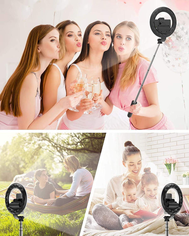Selfie Ring Light with Tripod Stand, ELEGIANT 6.3" Dimmable LED Ring Light with Bluetooth Remote& Phone Holder, Adapter for YouTube Live Stream Photography Tiktok Compatible with iPhone Android