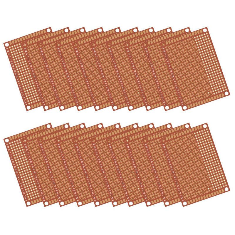 AiTrip 20 Pcs Copper Perfboard Paper Composite PCB Boards (5 cm x 7 cm) Universal Breadboard Single Sided Printed Circuit Board for Prototyping and Electronic Making 20pcs 5*7 Single Sided PCB Board