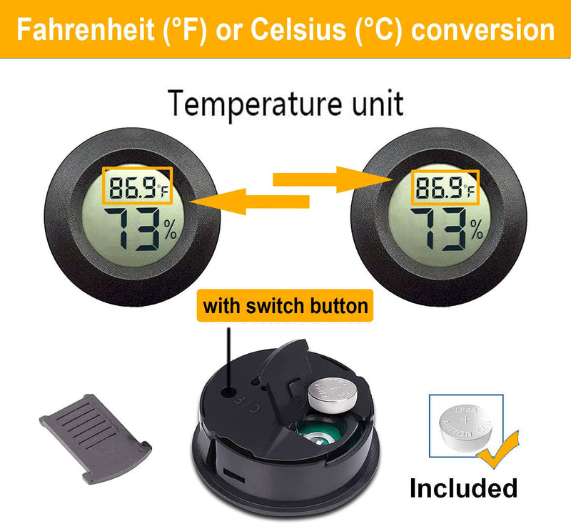 JEDEW 2-Pack Mini Hygrometer Thermometer Digital LCD Monitor Indoor/Outdoor Humidity Meter Gauge Temperature for Humidifiers Dehumidifiers Greenhouse Reptile Humidor Fahrenheit(℉)/ Celsius(℃)