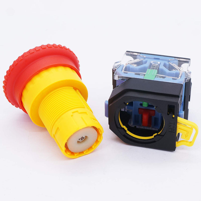 TWTADE/Red Green Momentary Switch, Red Mushroom Emergency Stop Latching Push Button Switch,3 Positions 2NO Latching Select Selector Switch Station Box (Quality Assurance for 3 Years) hz-11ZS-20X-GR