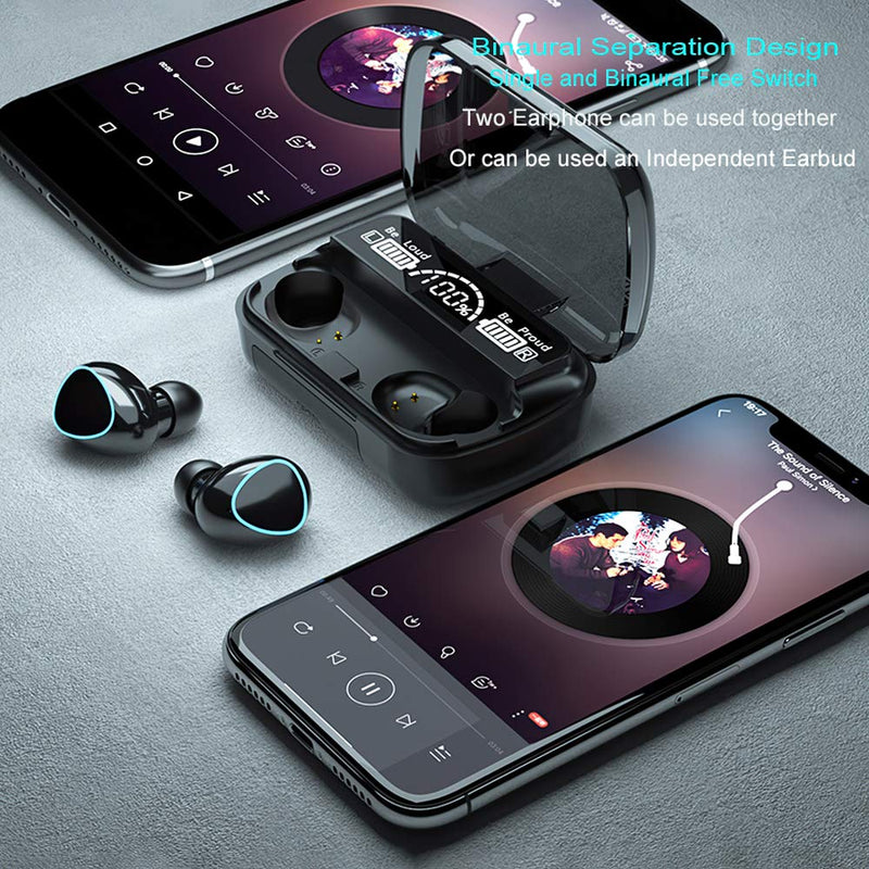 Wireless Earbuds, Bluetooth 5.1 Earphones Auto Pairing Bluetooth Headphones True Wireless Stereo HiFi Headphones for Running Sports in-Ear with 2000mah Smart LED Display Charging Case/Box
