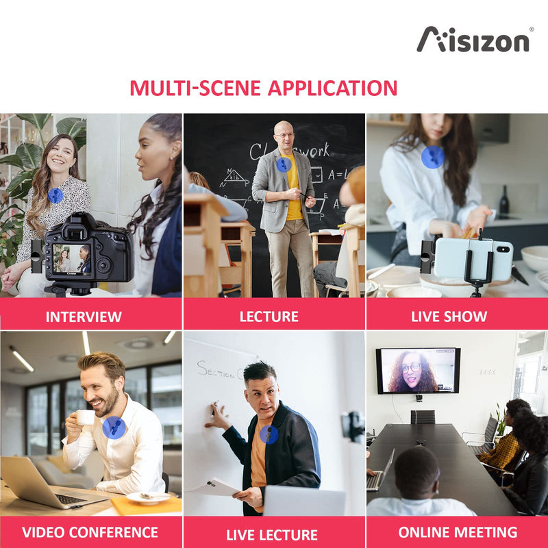 [AUSTRALIA] - Aisizon Wireless Clip Mic, Wireless Lavalier Microphones, Lapel Clip-on Microphone, for Smartphone, Laptop, Video Recording, Tiktok, Facebook Live, YouTube Live Stream black 
