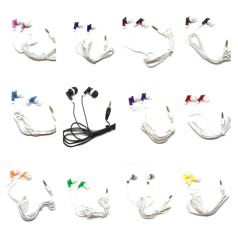 TFD Supplies Wholesale Bulk Earbuds Headphones 50 Pack in Storage Tub - Mixed Colors