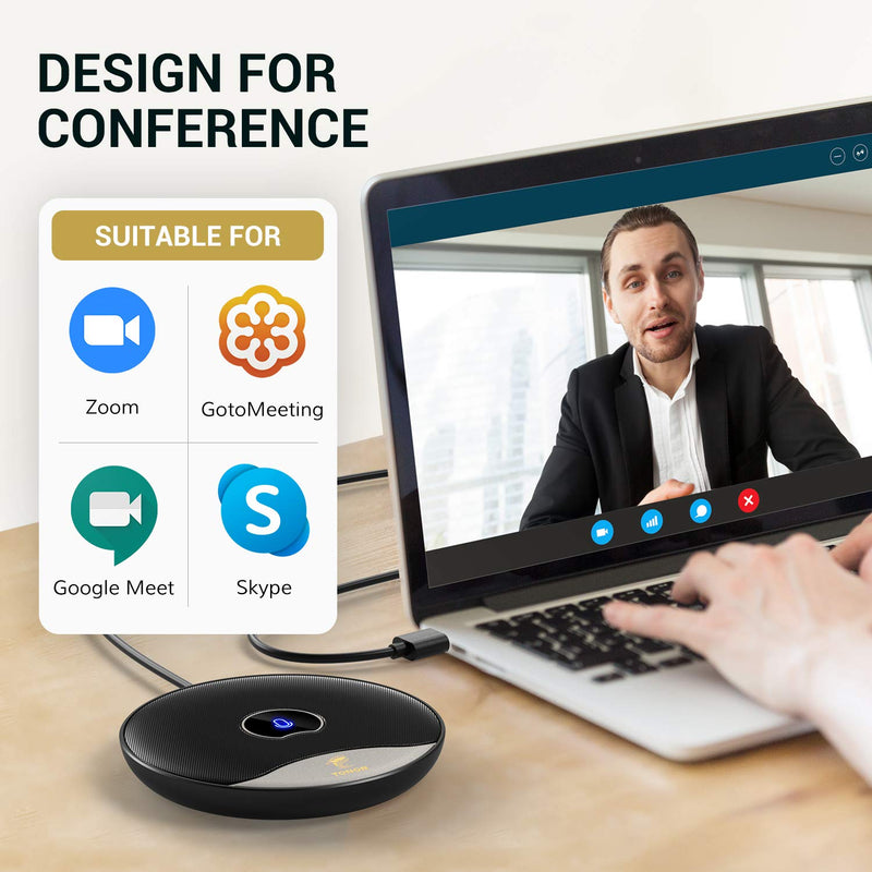 TONOR USB Conference Microphone, Omnidirectional PC Computer Condenser Mic with Mute Button for Online Meeting/Class, Zoom Call, Skype Chatting, Plug & Play (TM20)